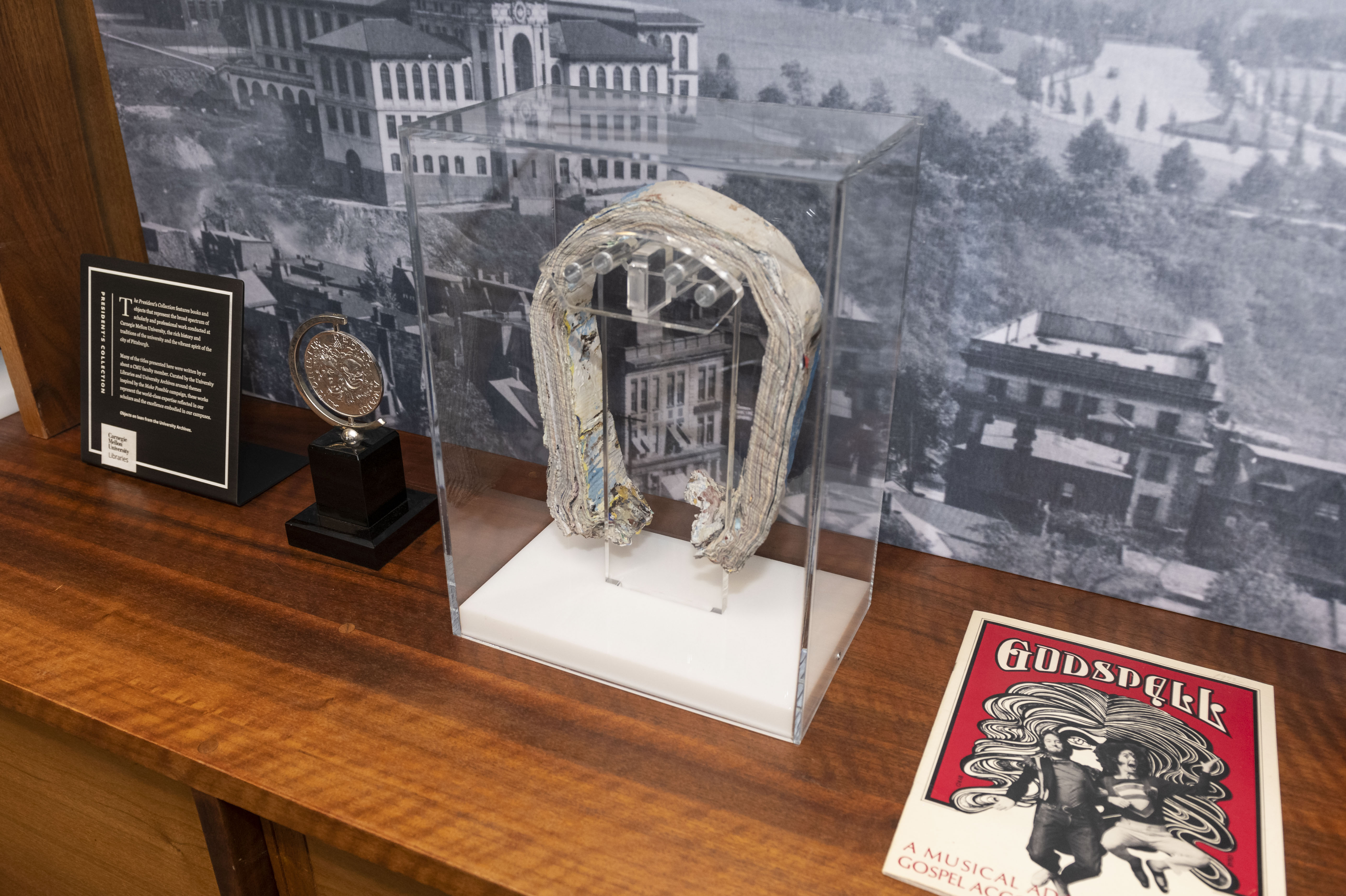 Tony Award, piece of CMU Fence, and Godspell