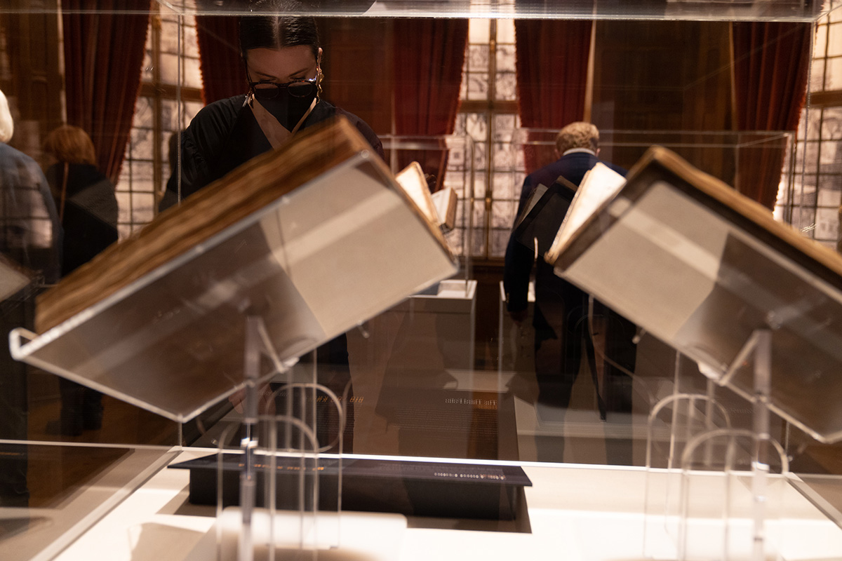 The exhibition presents a rare opportunity to see all four folios in one room.