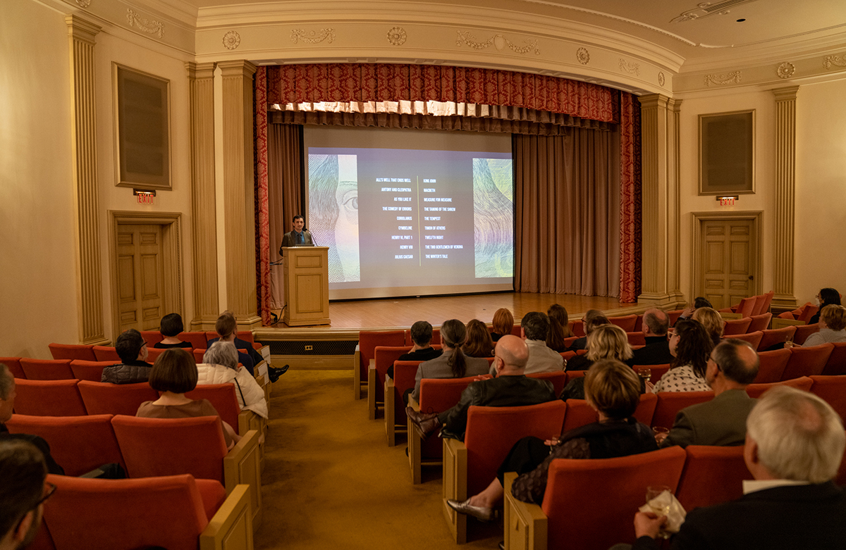 Dr. Sam Lemley shares with guests the history of the First Folio. Without it, nearly half of Shakespeare’s dramatic output might have been lost: 18 of the 36 plays in the First Folio were never before printed.