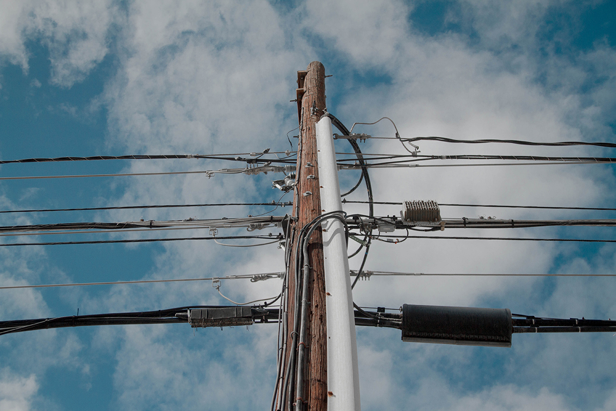 Power lines in the clouds