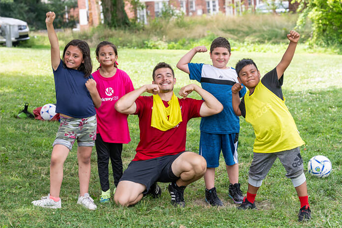 Dietrich Community Engagement Fellowship student Eric Moreno worked as mentor for a youth soccer program. Moreno earned his bachelor's degree in global studies in May. 