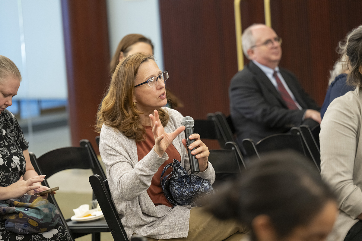 Attendees had an opportunity to pose questions about the Shakespeare Folios to the speakers.