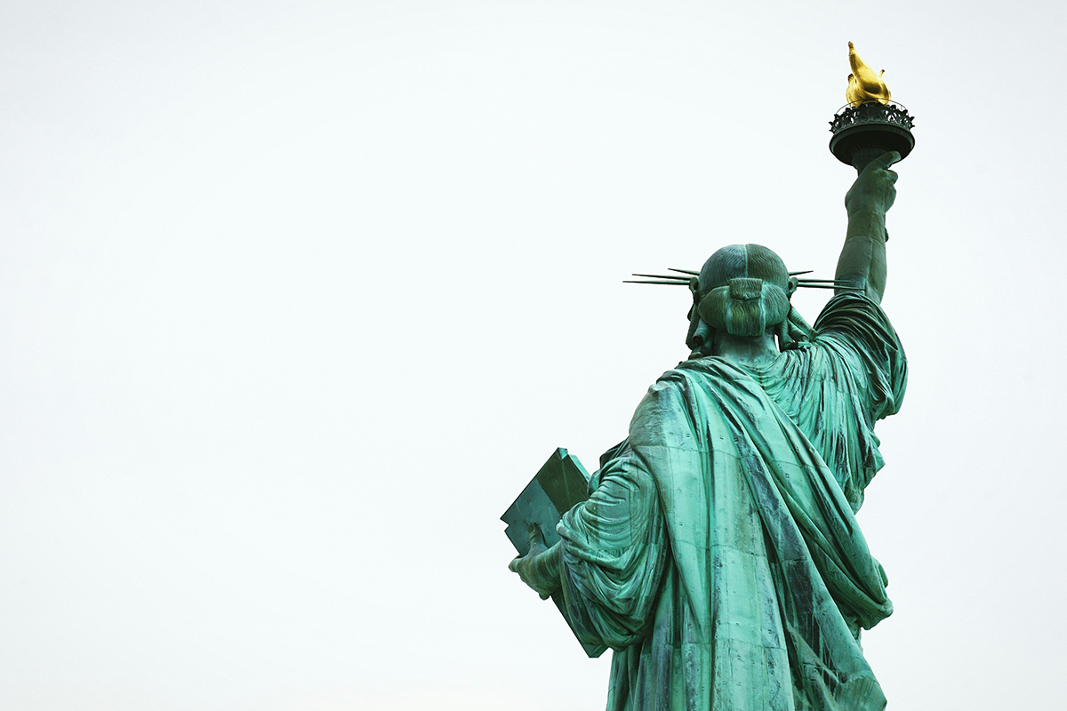 Rear view of the Statue of Liberty