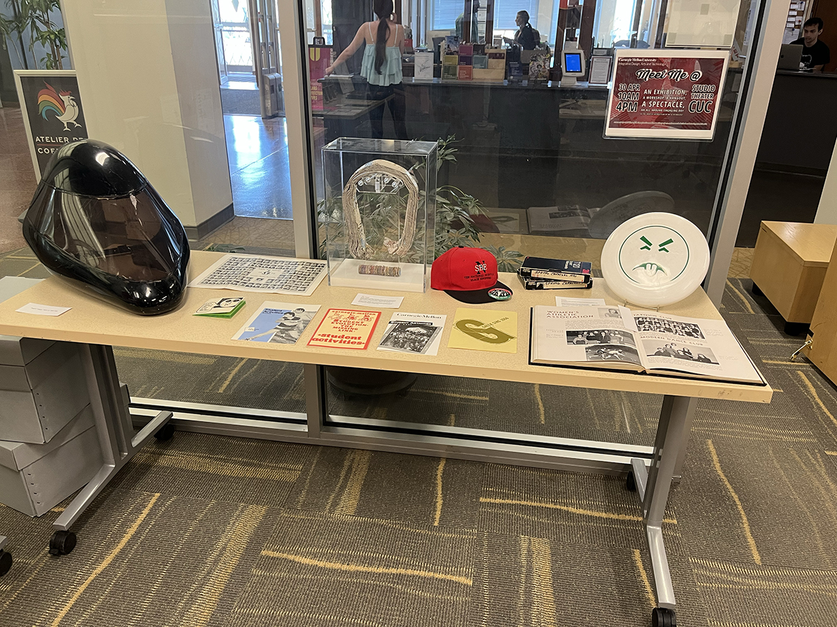 In addition to new items collected by LSAC over the year, the Archives also displayed community favorites like a cross-section of the Fence, a piece of Theta Xi’s 1984–1986 buggy “Rapier,” and copies of the Thistle student yearbook.