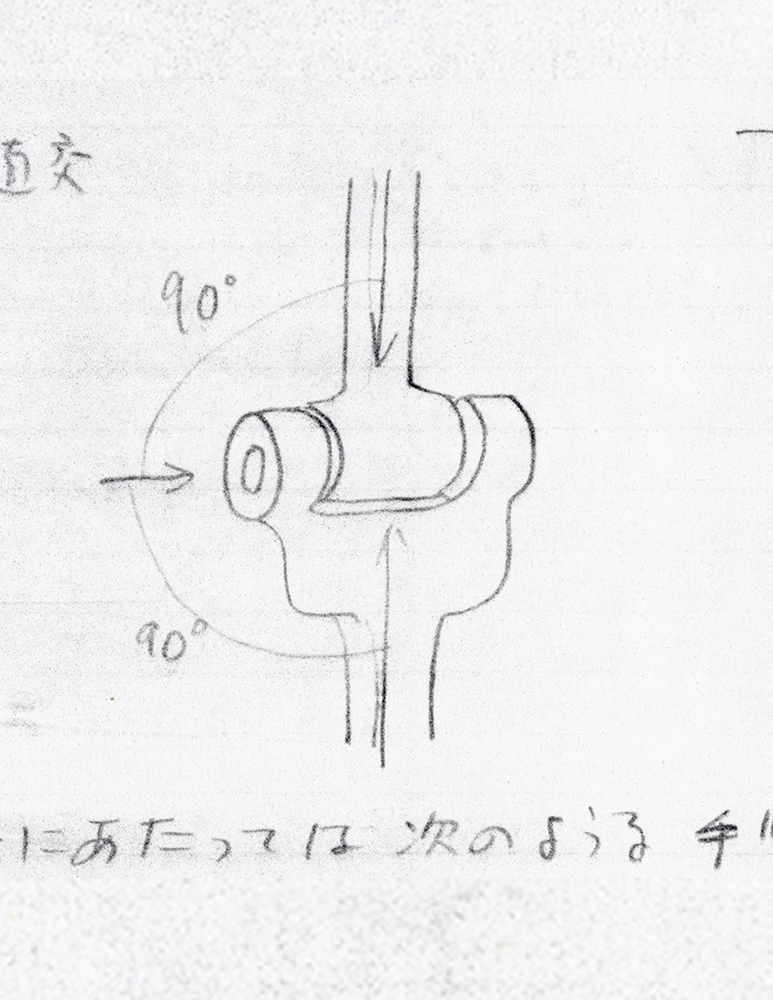 A hand-drawn sketch of a direct drive arm joint, ca. 1982