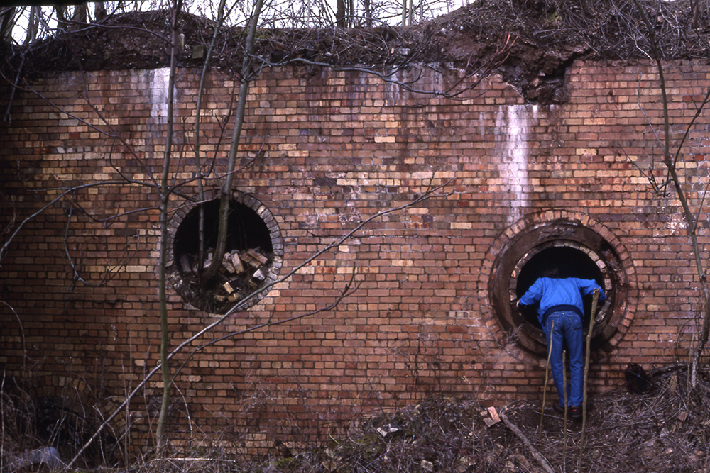 Donora: Remains of Steel Mill, foundations of blast furnace, 1991. Photo from the Eugene Levy Photograph Collection, Carnegie Mellon University Archives