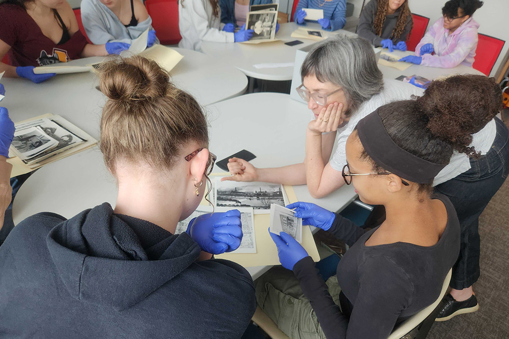 Emily Davis with students