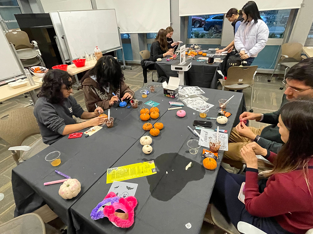 Groups of students stopped by after class to get into the spooky spirit with their friends.