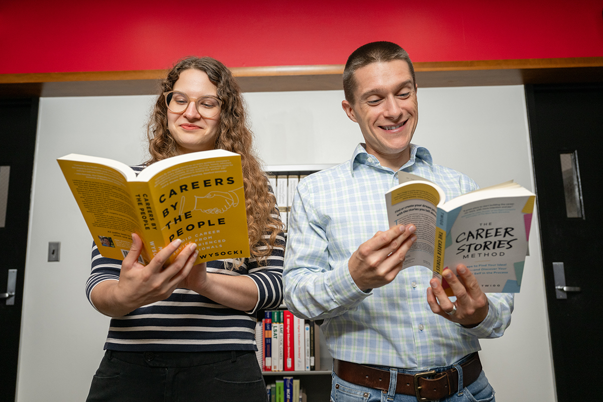 Sammie Walker Herrera and Ryan Splenda read books from the collection.