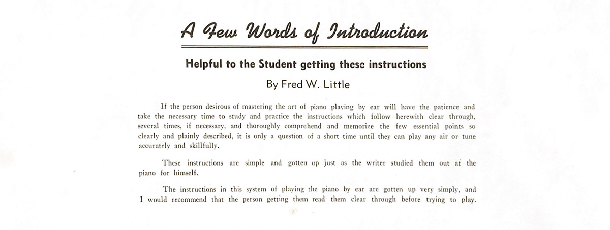 A Few Words of Introduction - Helpful to the Students getting these instructions, by Fred W. Little 