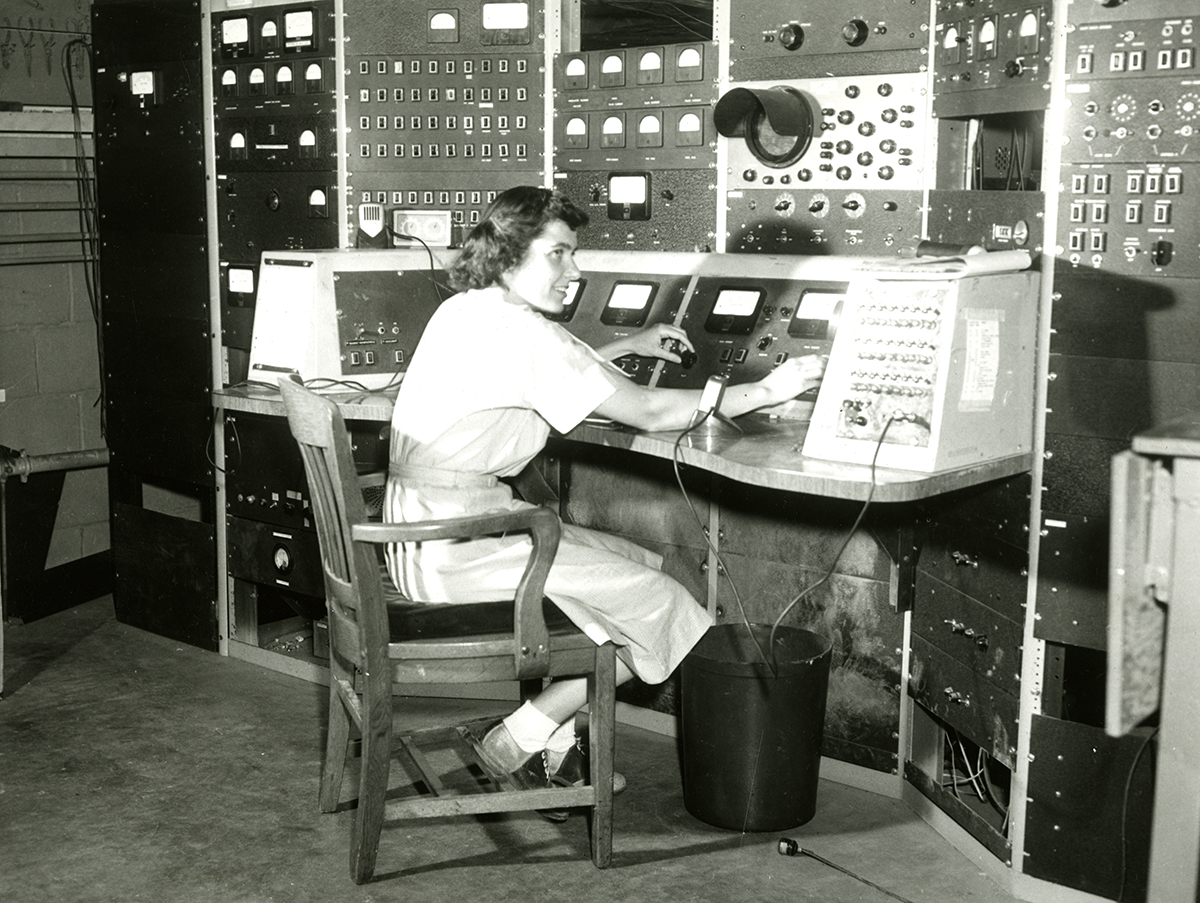 Control panel regulates the operation of synchrocyclotron.